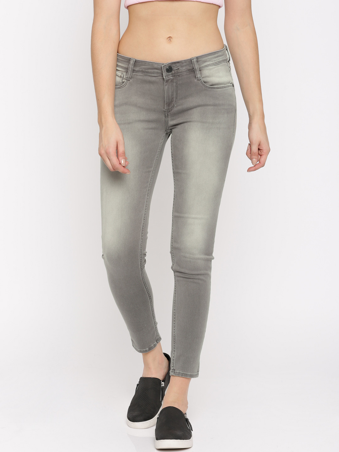 

Flying Machine Women Grey Super Skinny Fit Mid-Rise Clean Look Stretchable Jeans