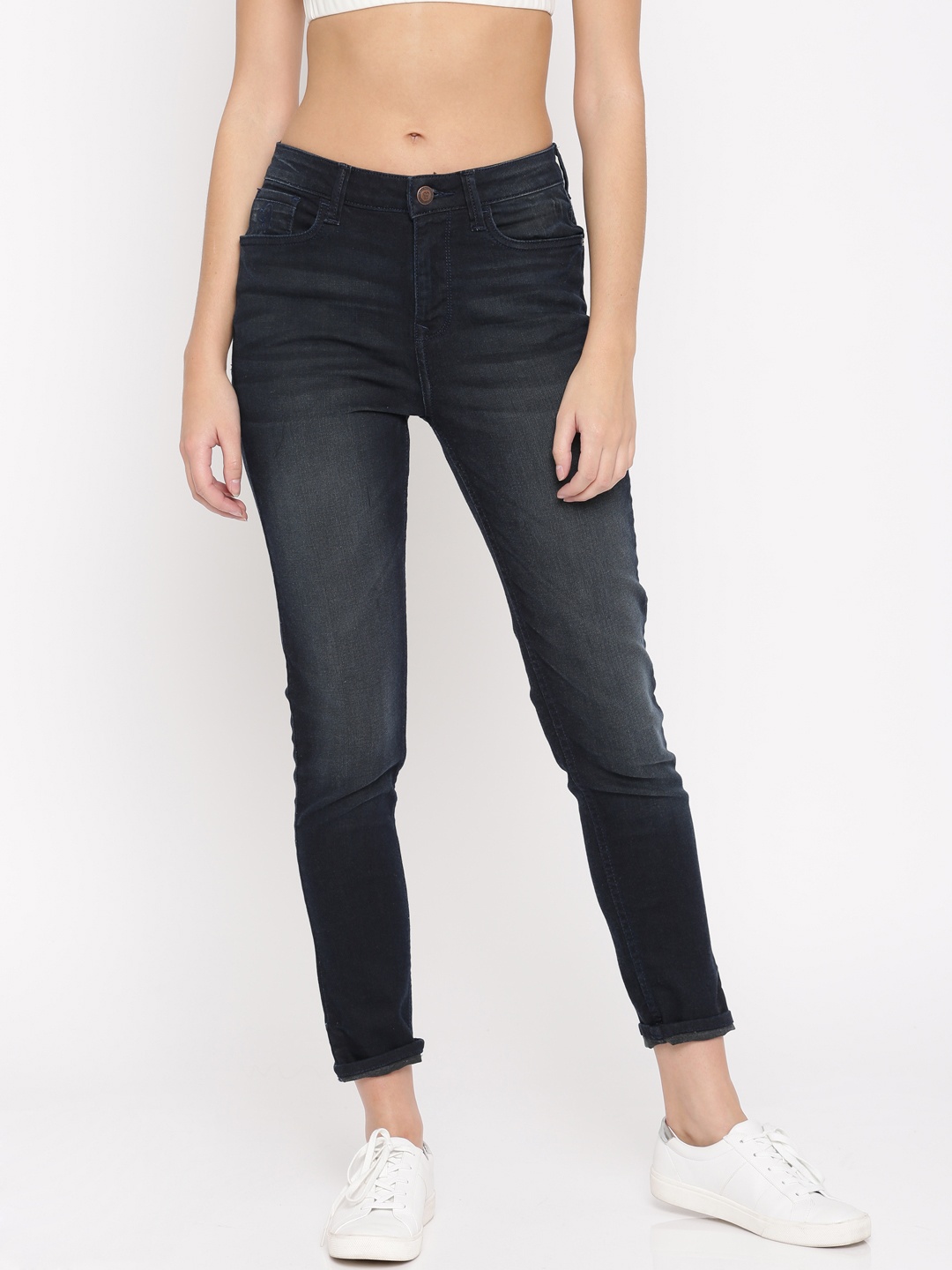 

Flying Machine Women Navy Blue Skinny Fit High-Rise Clean Look Stretchable Jeans