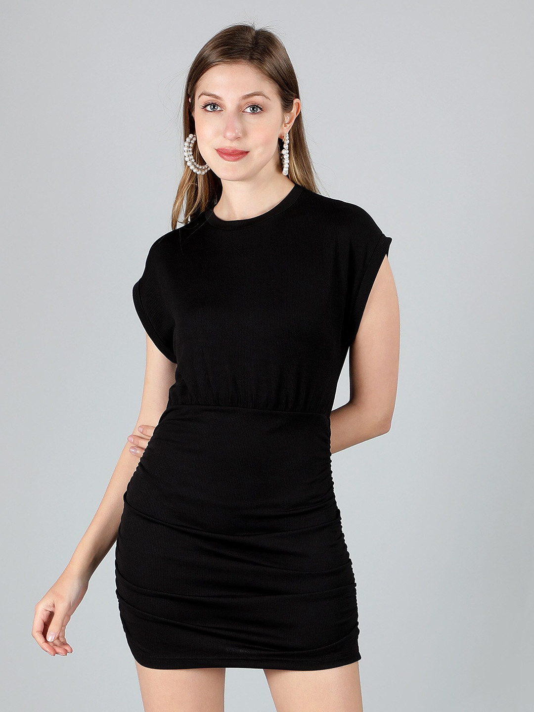 

Sonex Gold Extended Sleeves Bodycon Mini Dress, Black