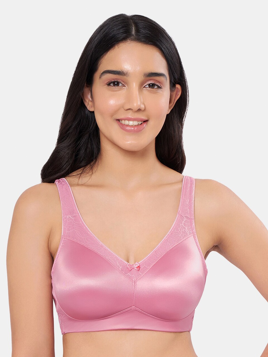 

Amante Solid Non Padded Wirefree Elegant Super Support Bra - BRA78001, Rose