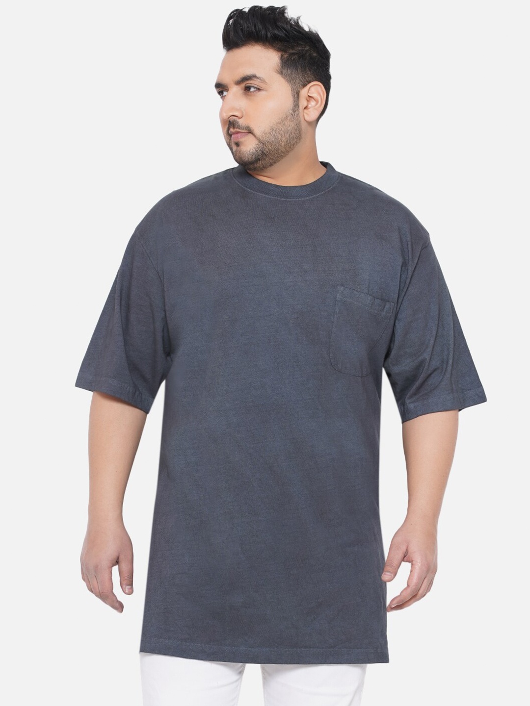 

Santonio Plus Size Round Neck Cotton T-shirt, Grey