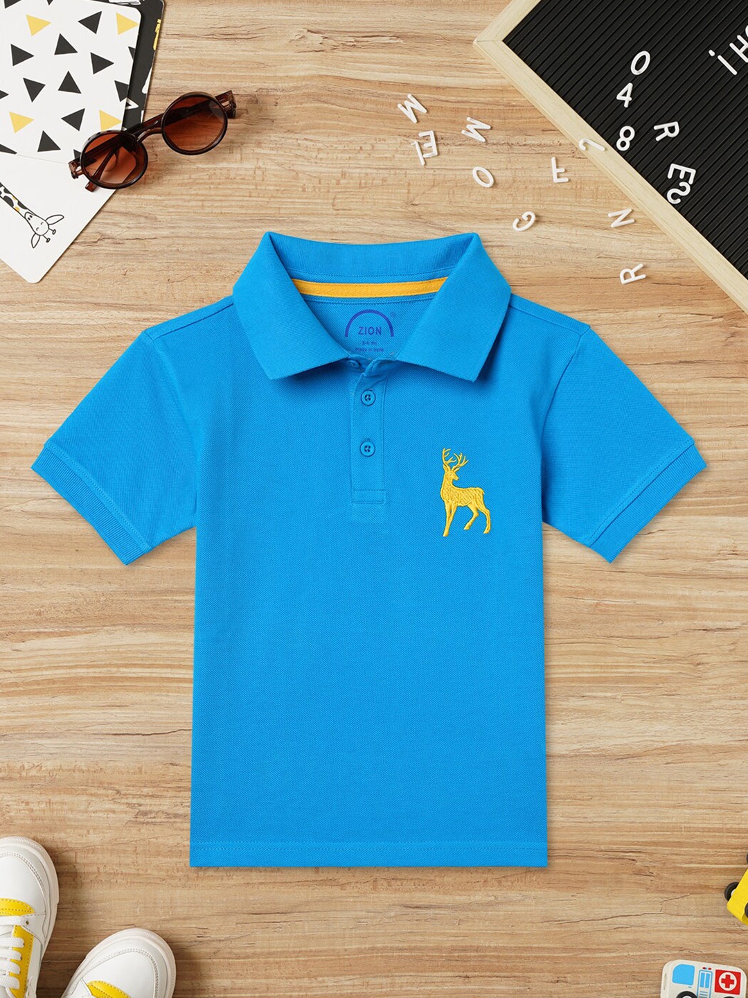 

ZION Boys Polo Collar Cotton Bio Finish T-shirt, Turquoise blue