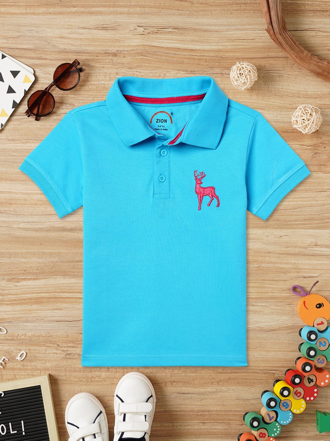 

ZION Boys Polo Collar Cotton Bio Finish T-shirt, Blue