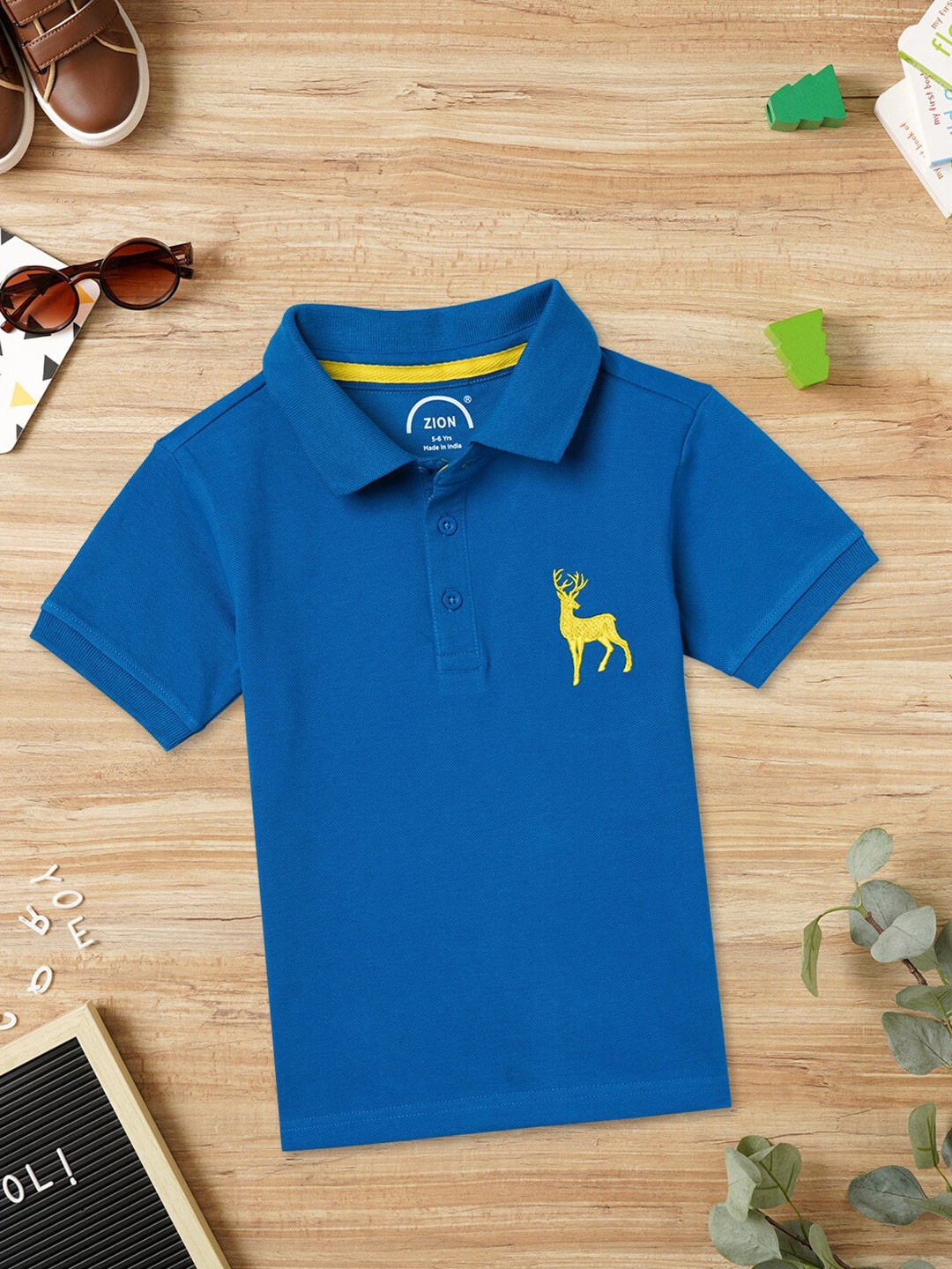 

ZION Boys Polo Collar Cotton Bio Finish T-shirt, Blue