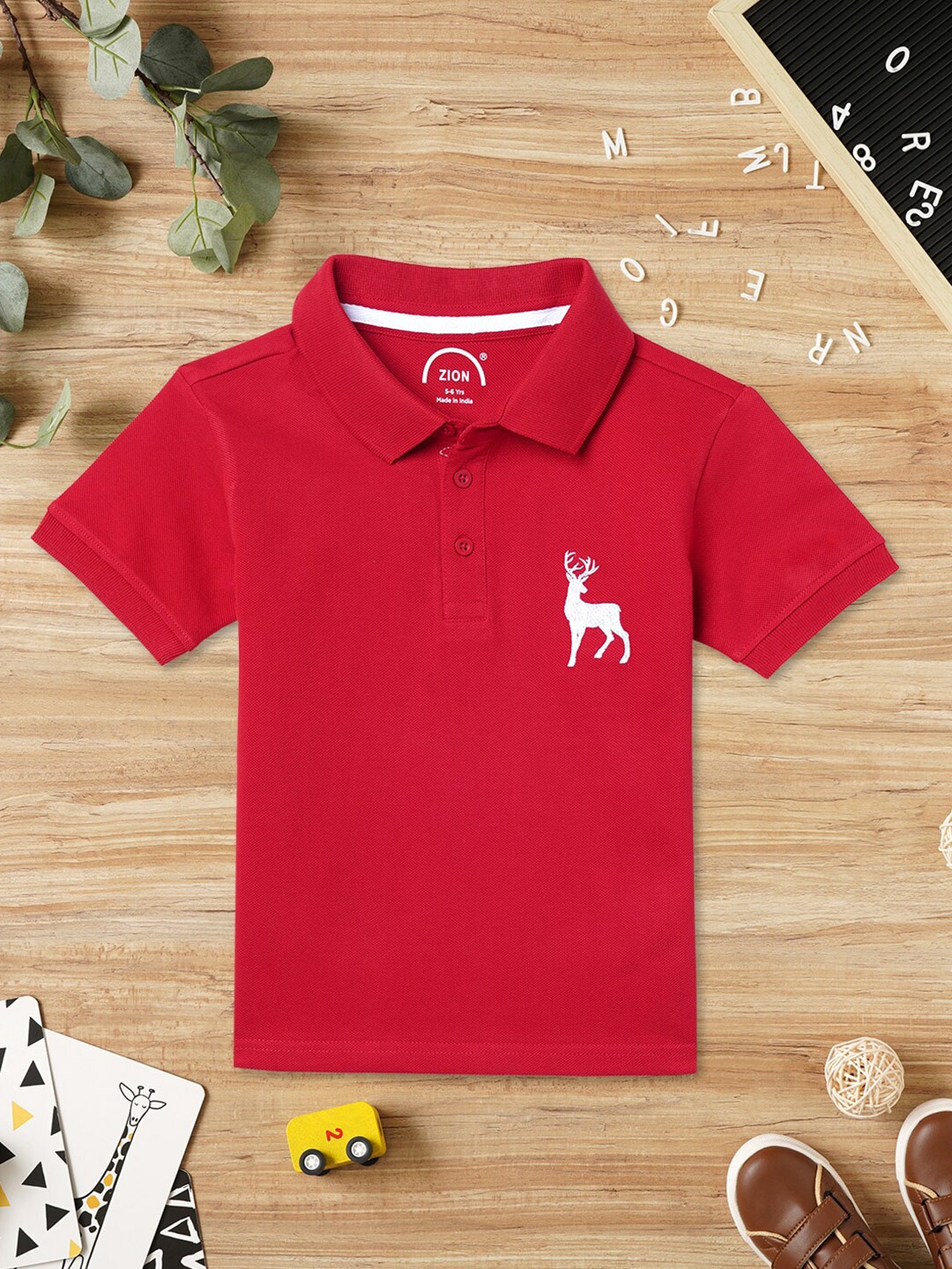 

ZION Boys Polo Collar Cotton Bio Finish T-shirt, Red