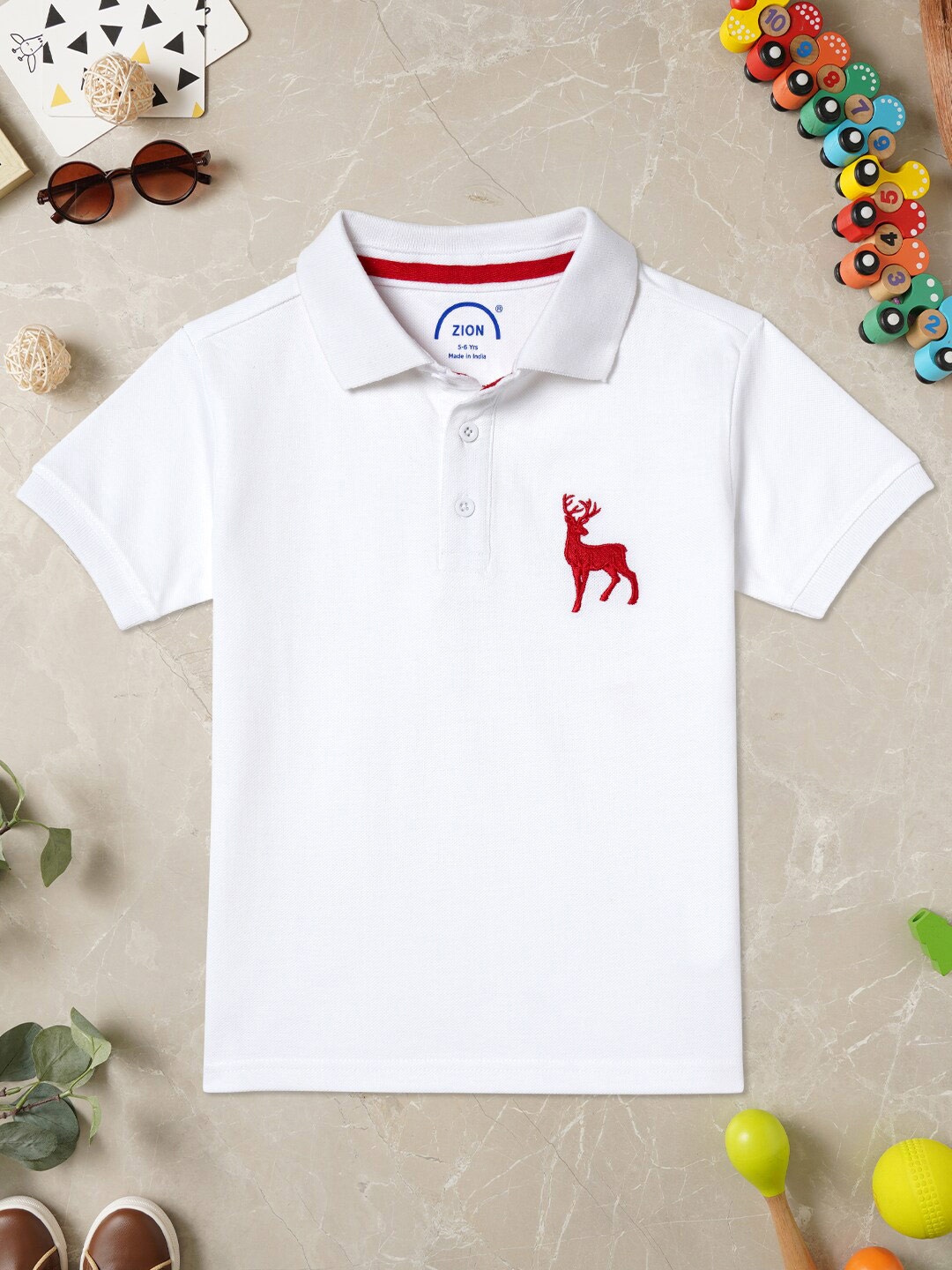 

ZION Boys Polo Collar Cotton Bio Finish T-shirt, White