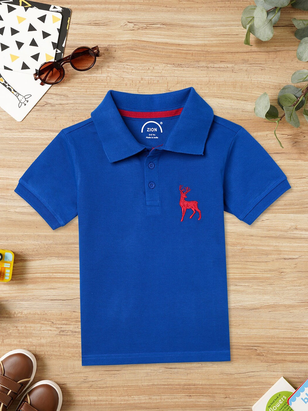 

ZION Boys Polo Collar Bio Finish Cotton T-shirt, Blue