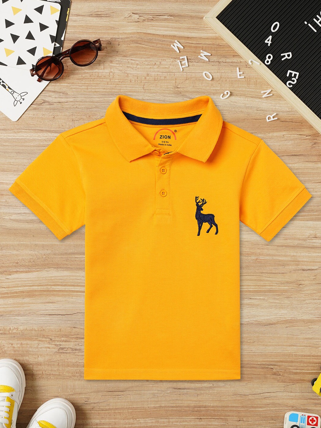 

ZION Boys Polo Collar Bio Finish Regular Fit Cotton T-shirt, Yellow