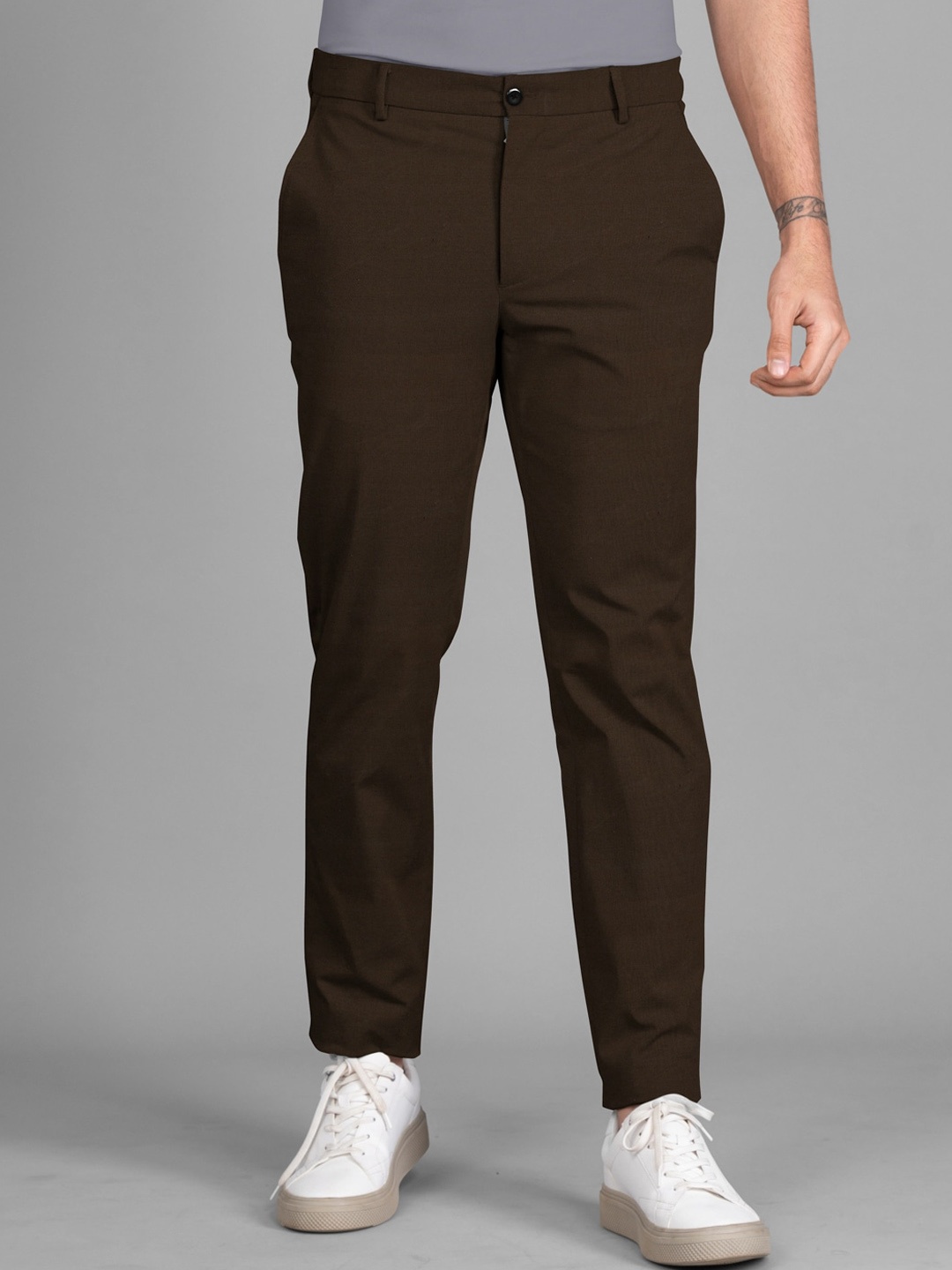 

The Pant Project Men Tailored Slim Fit Trousers, Coffee brown