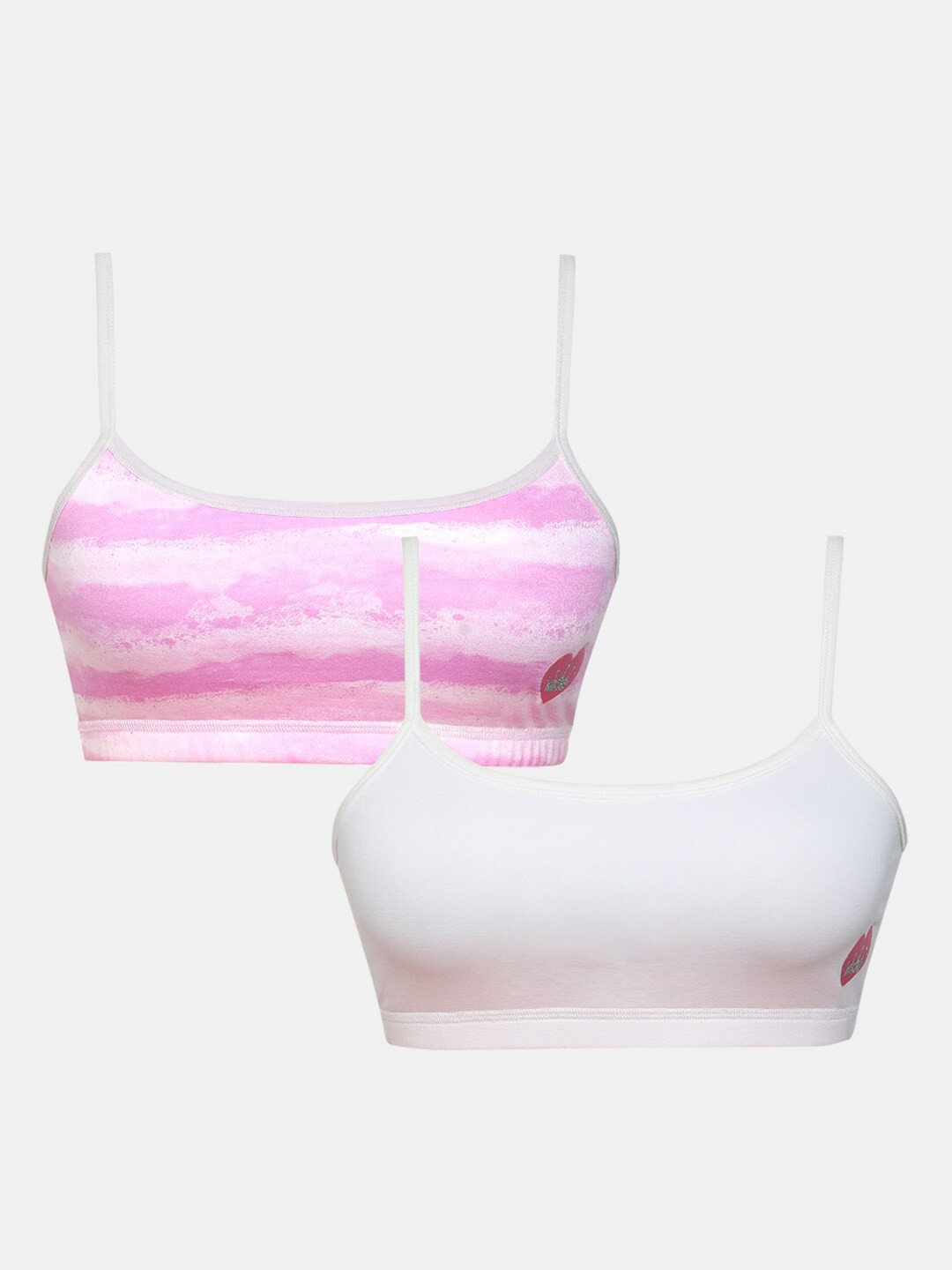 

Sillysally Girls Pack of 2 Abstract Full Coverage Sports Bra, White