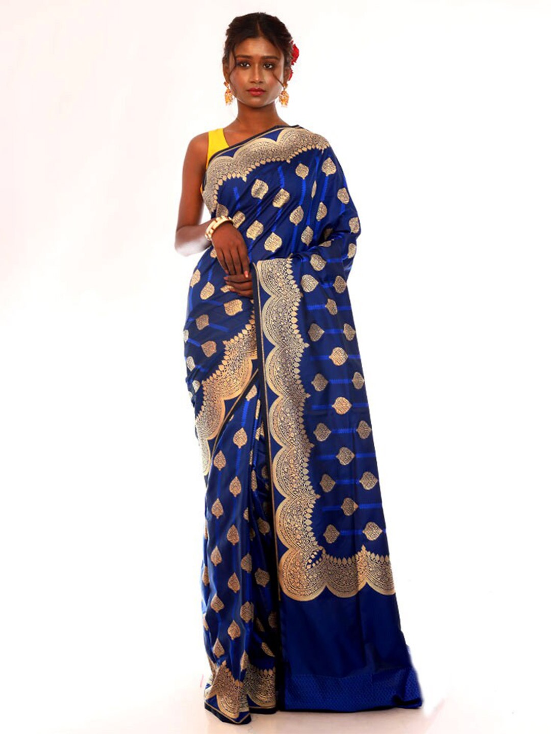 

AllSilks Ethnic Motifs Woven Design Zari Banarasi Saree, Blue