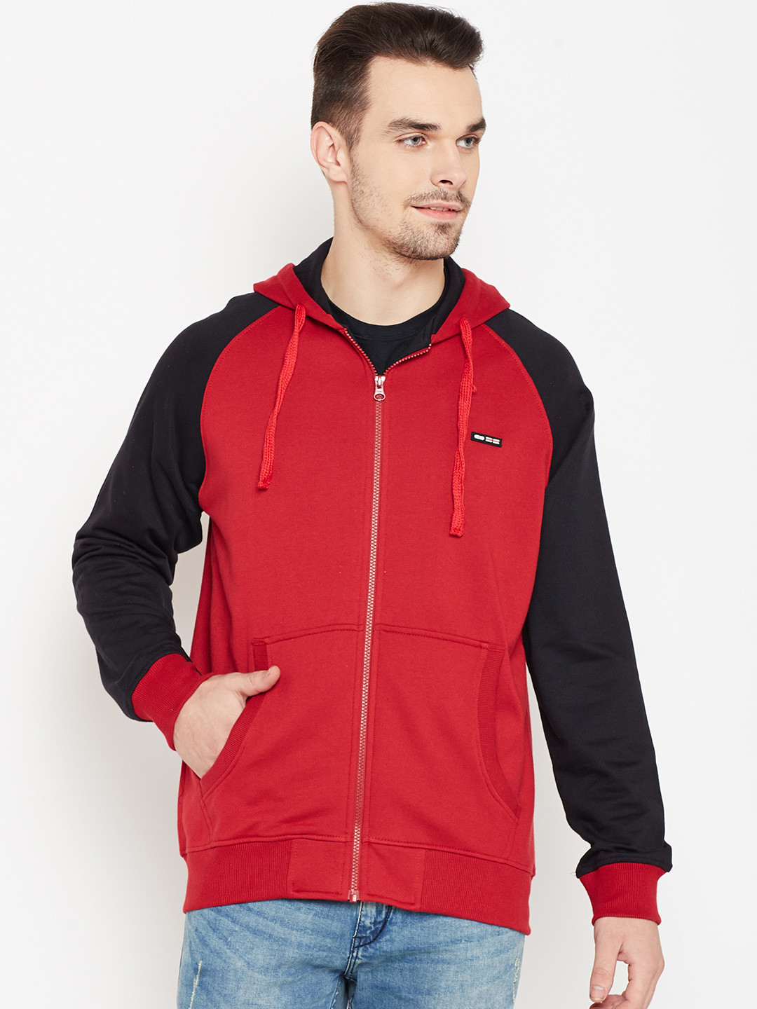 

Cloak & Decker by Monte Carlo Men Red Solid Hooded Sweatshirt
