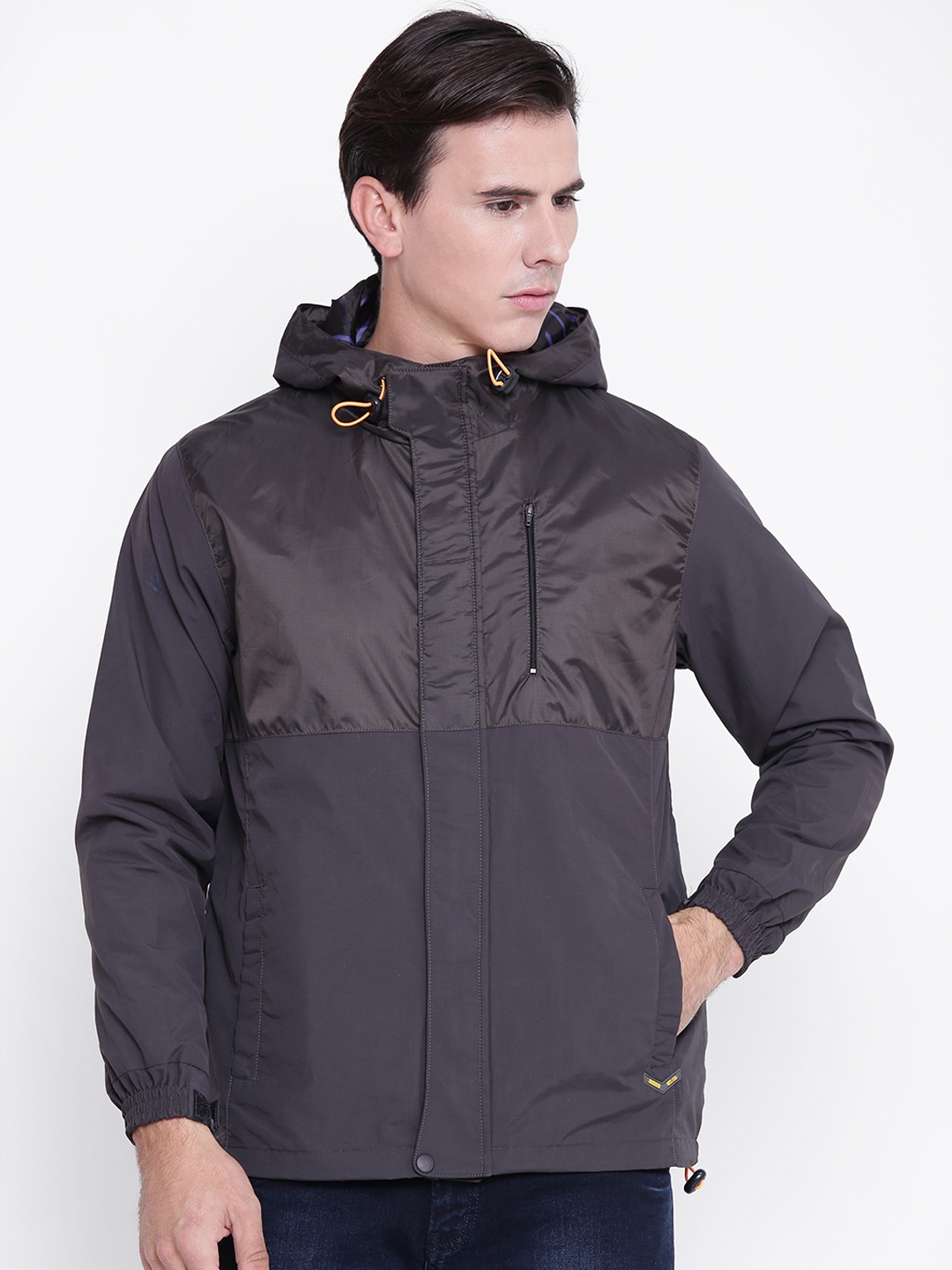 

Cloak & Decker by Monte Carlo Men Grey Solid Windcheater Jacket