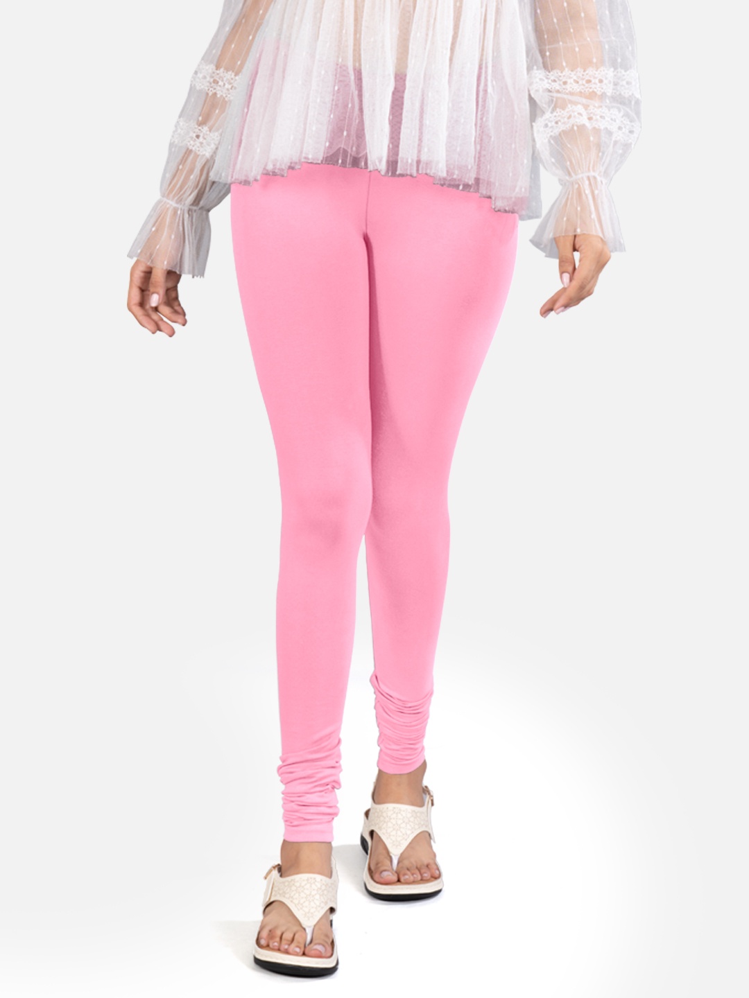 

indian flower Women 4-Way Stretch Churidar Length Leggings, Pink
