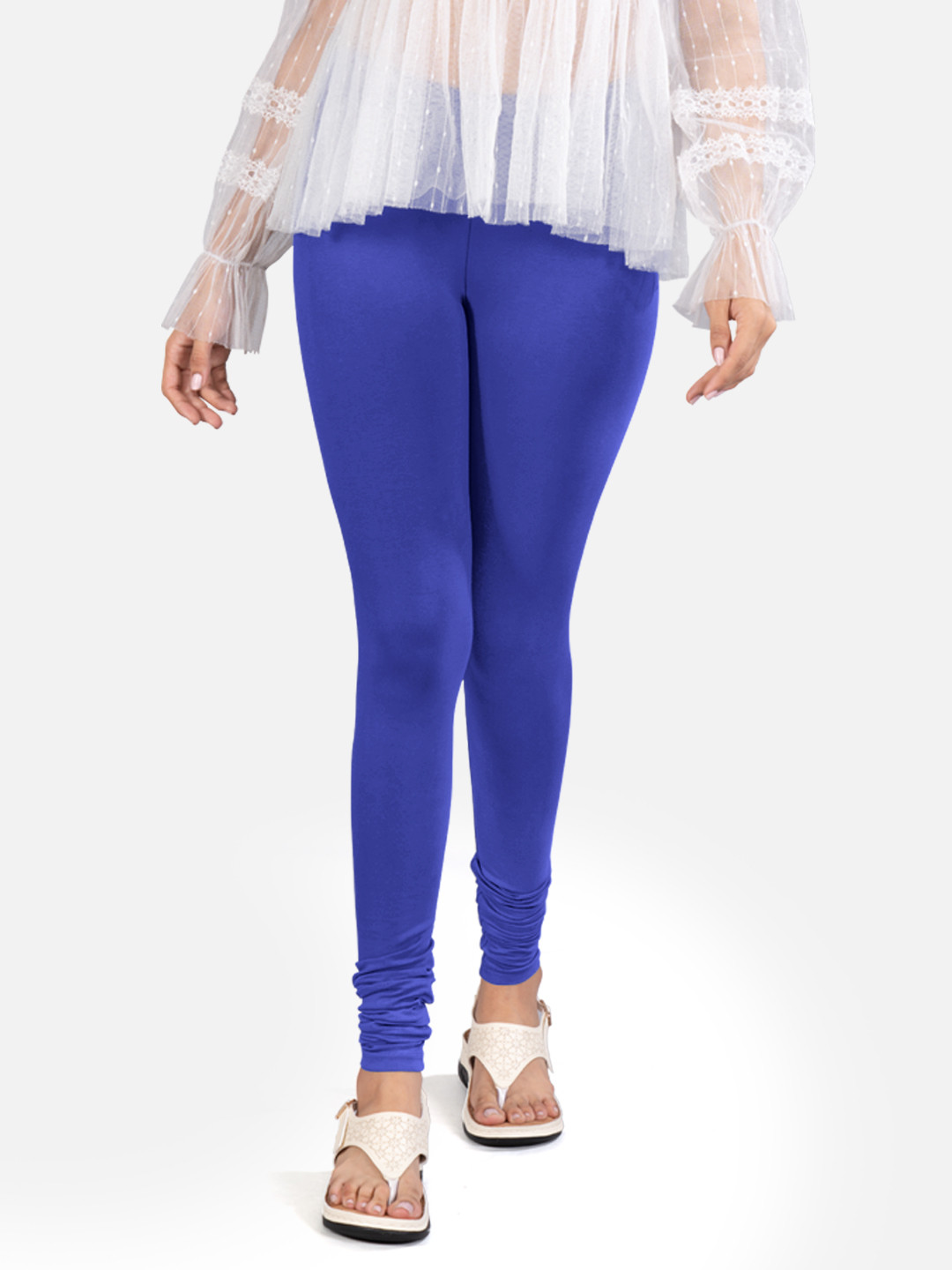 

indian flower Women 4-Way Stretch Churidar-Length Legging, Blue