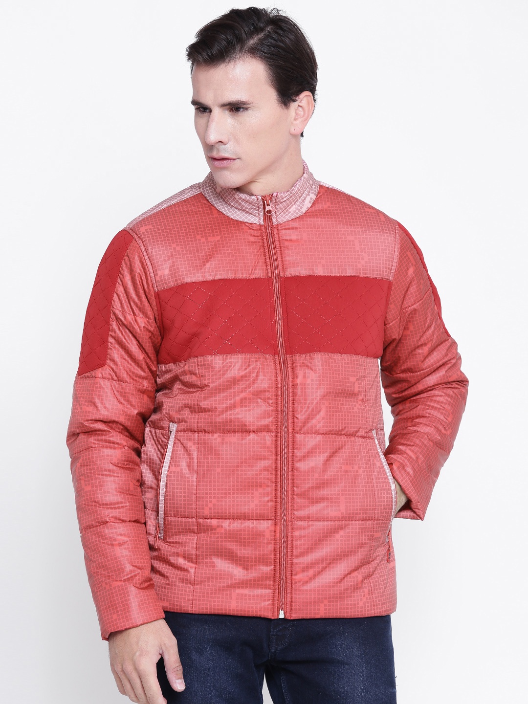 

Cloak & Decker by Monte Carlo Men Orange & Red Checked Padded Jacket