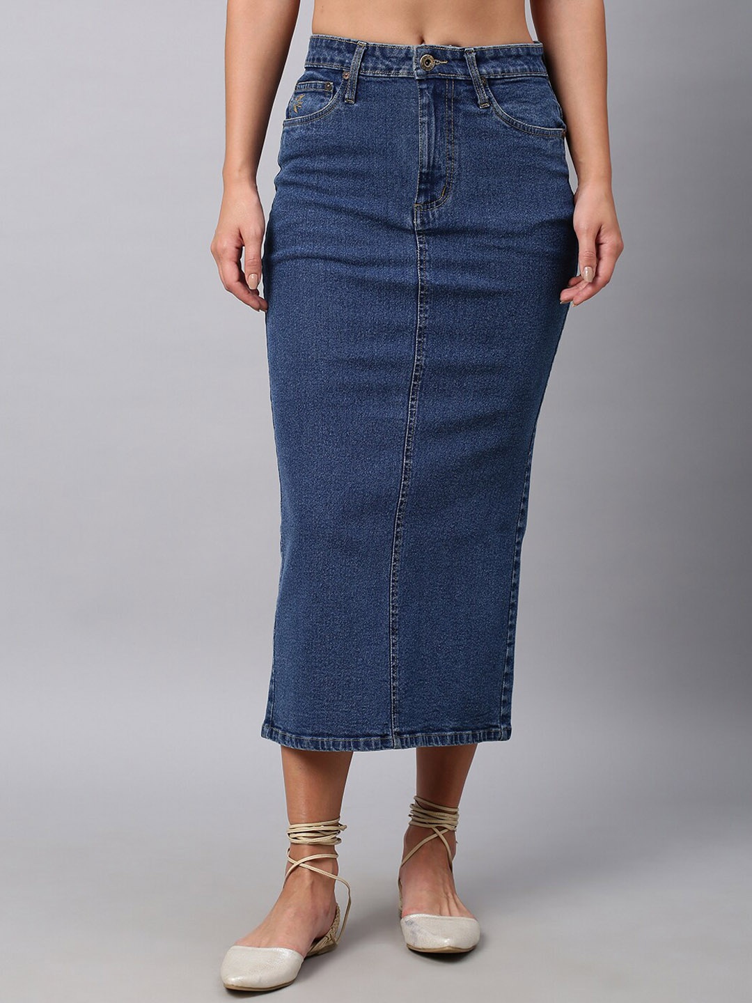 

Chemistry Midi-Length Pencil Denim Skirt, Blue