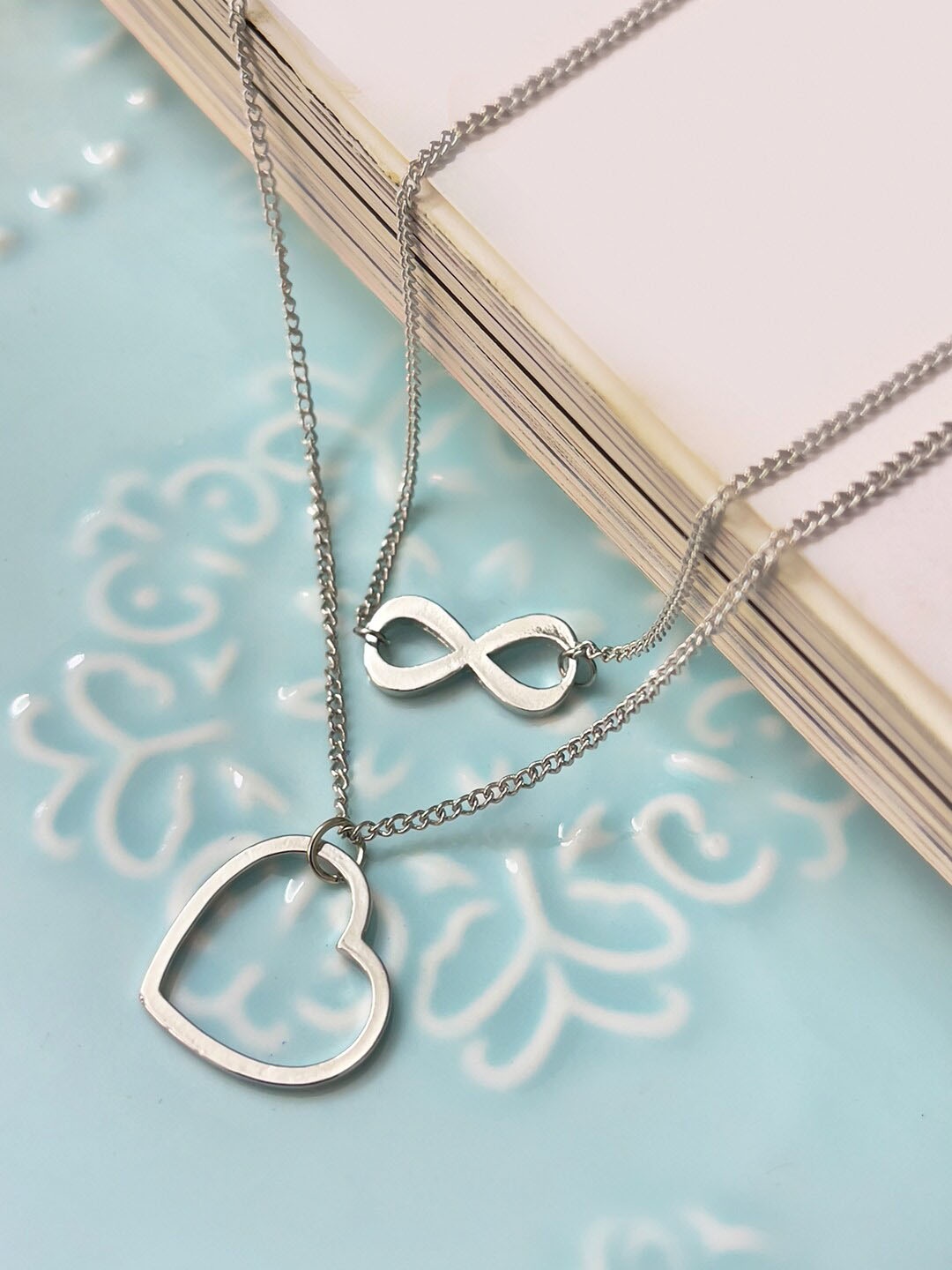 

Ayesha Set Of 2 Silver-Plated Heart & Infinity Pendant Necklaces