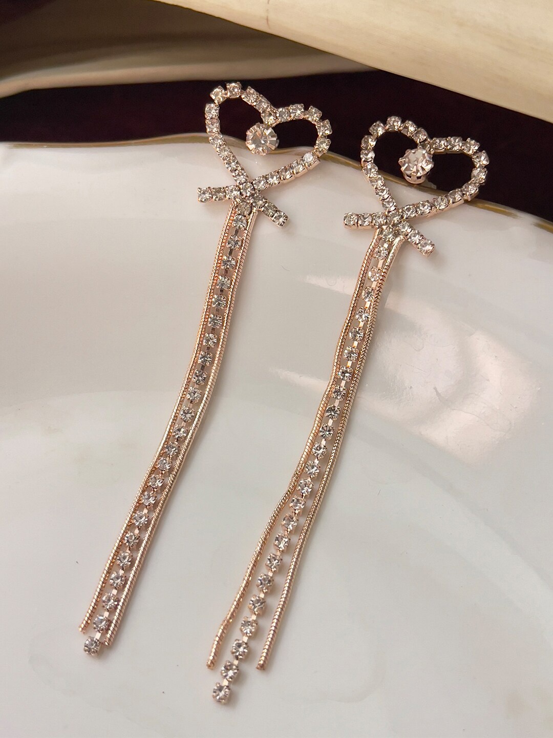 

Ayesha Rose Gold Plated Crystal Studded Drop Earrings