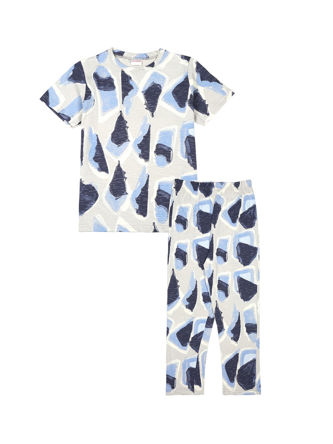 

RAINE AND JAINE Boys Graphic Printed Pure Cotton Night Suit, Grey