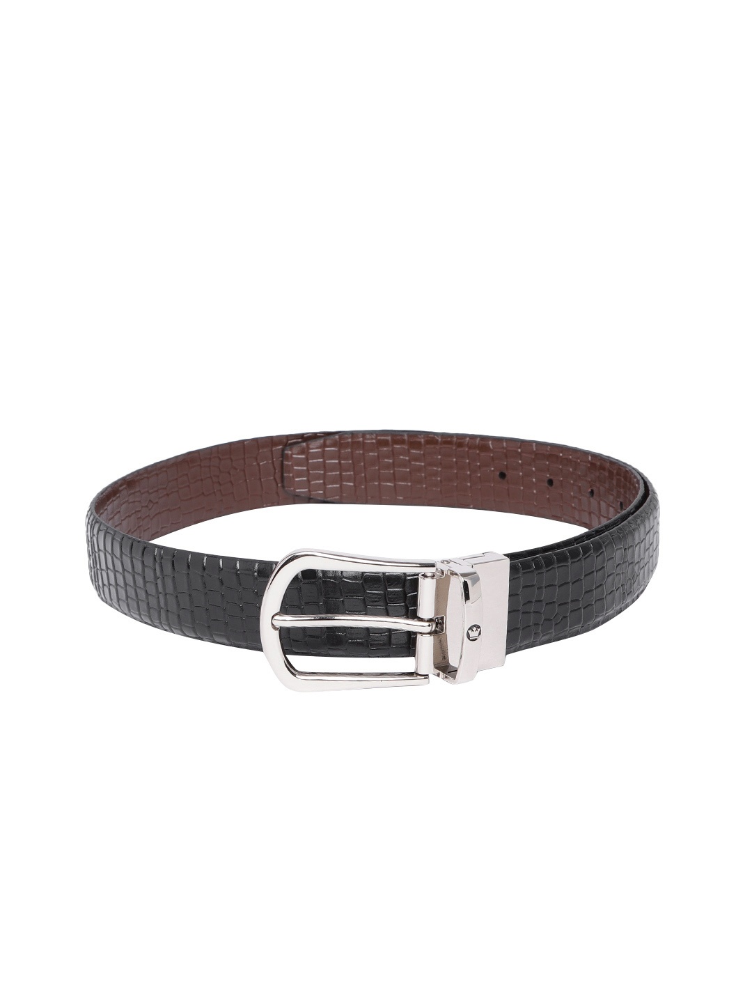 

Louis Philippe Men Textured Leather Formal Belt, Black