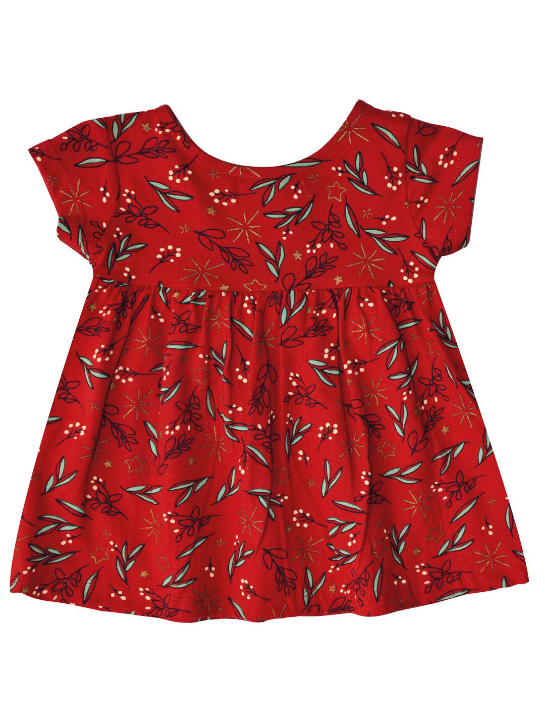 

milou Girls Round Neck Conversational Printed Pure Cotton Fit & Flare Dress, Red