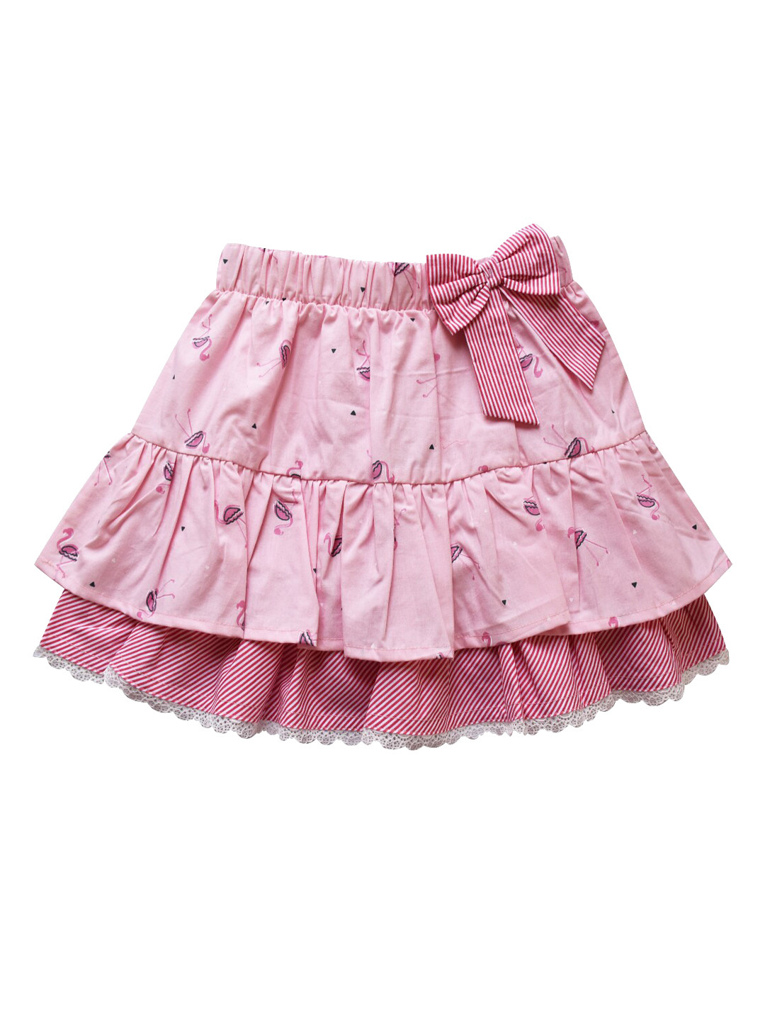 

milou Girls Printed Pure Cotton Above-Knee Skirt, Pink