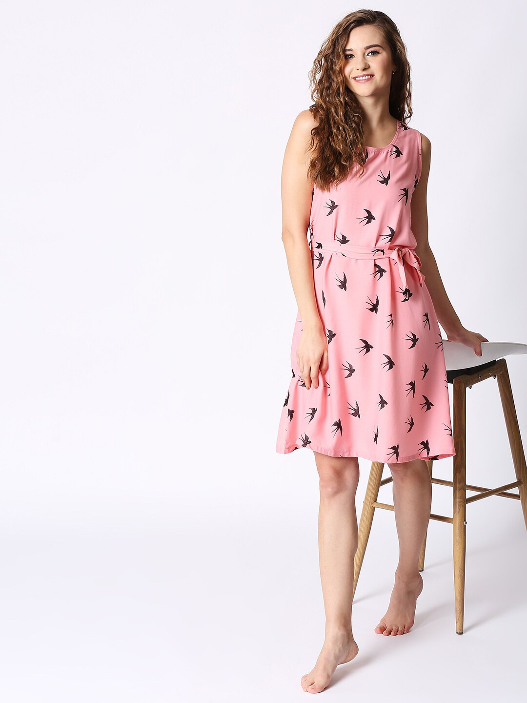 

I like me Conversational Printed Nightdress, Peach