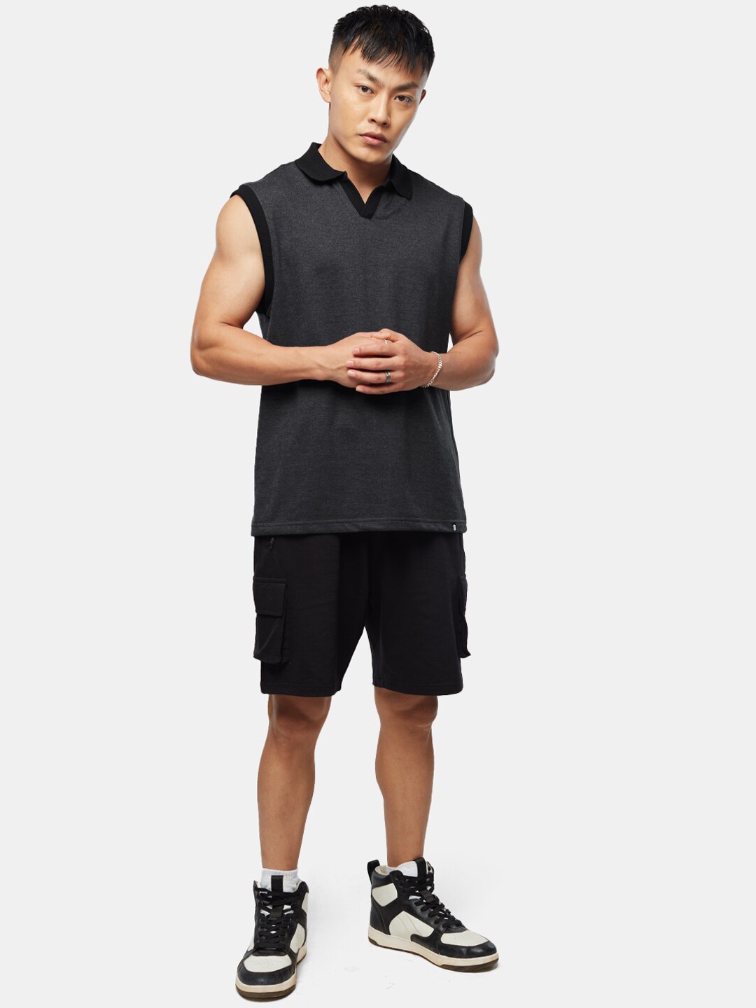 

The Souled Store Men Pure Cotton Gym Vest, Charcoal