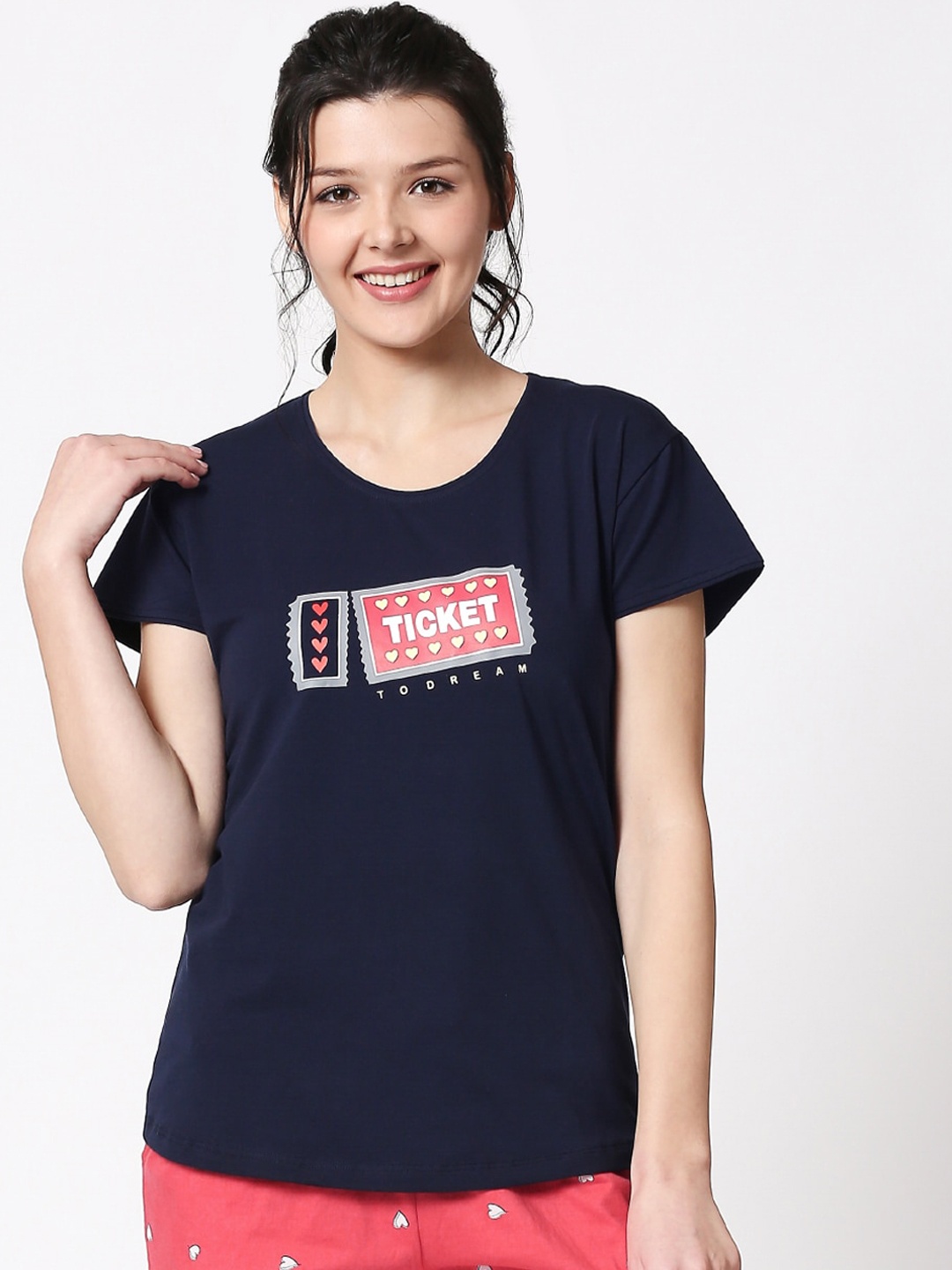 

I like me Conversational Printed Pure Cotton Night Suit, Navy blue