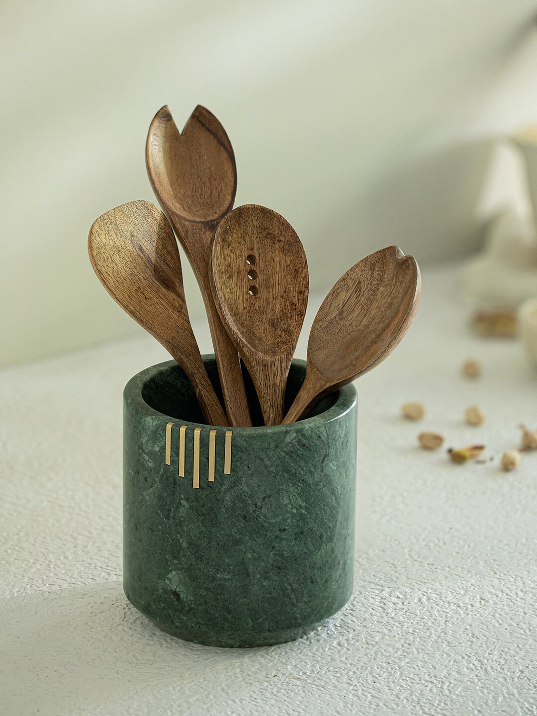 

ellementry Verde Green Marble Utensil Cutlery Holder