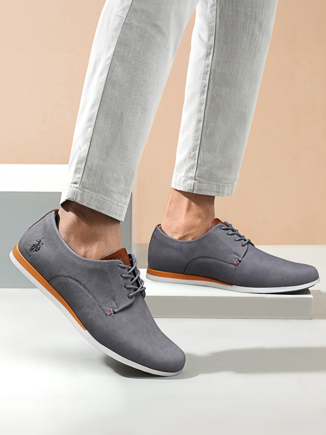 

U.S. Polo Assn. Men Grey RUNE 2.0 PU Smart Casual Derbys