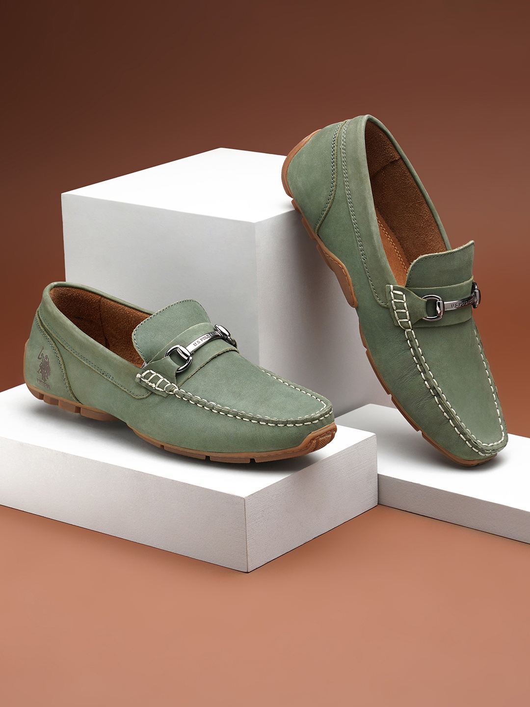 

U.S. Polo Assn. Men Nubuck Horsebit Loafers, Olive