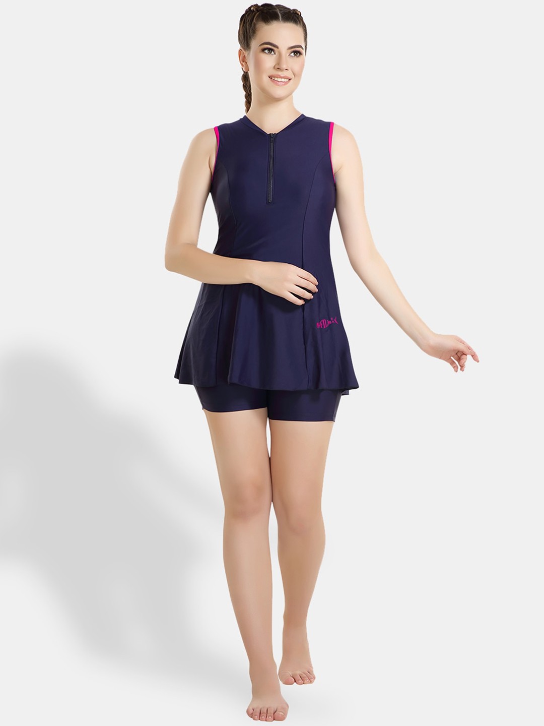 

FILMAX ORIGINALS Mcqueen Style Turtle Neck Fishy A-Line Swimming Dress, Navy blue