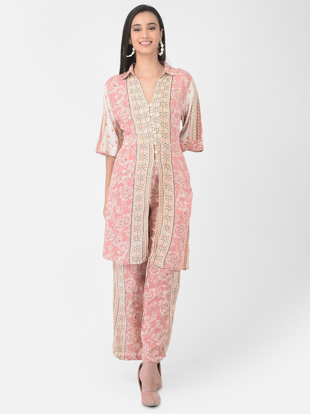 

VELDRESS Printed Shirt With Trousers, Pink