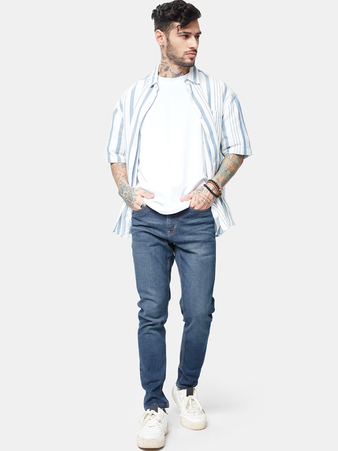 

The Souled Store Men Slim Fit Light Fade Stretchable Jeans, Blue