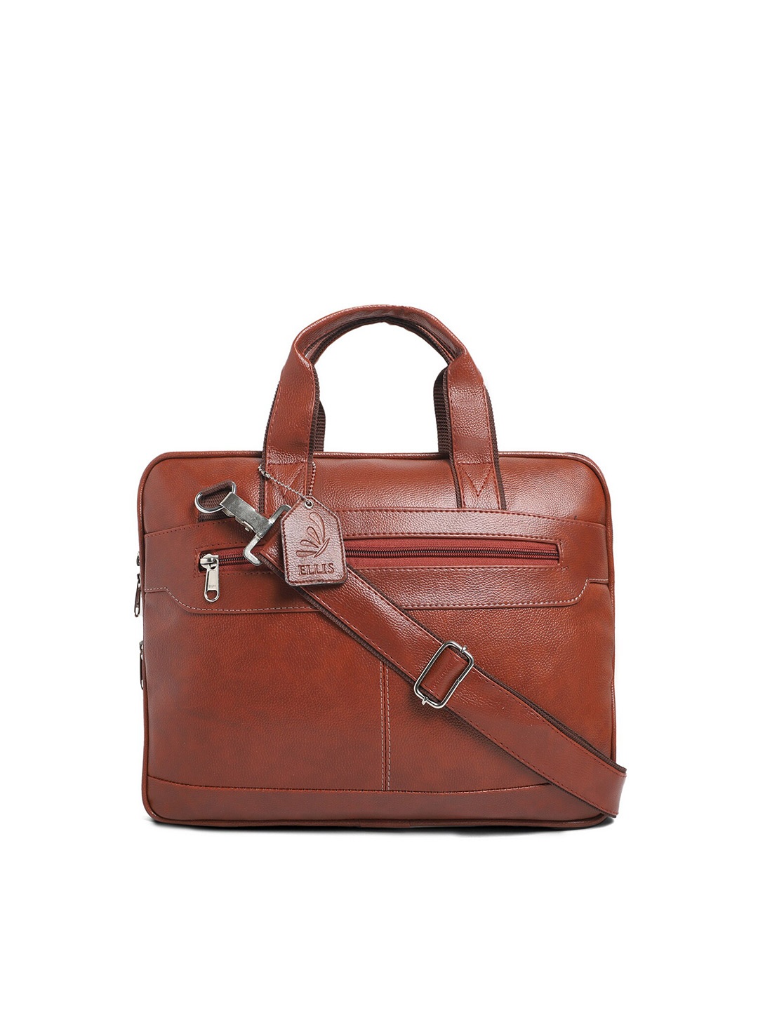

ELLIS Men Synthetic Leather Laptop Bag With Detachable Sling Strap, Tan