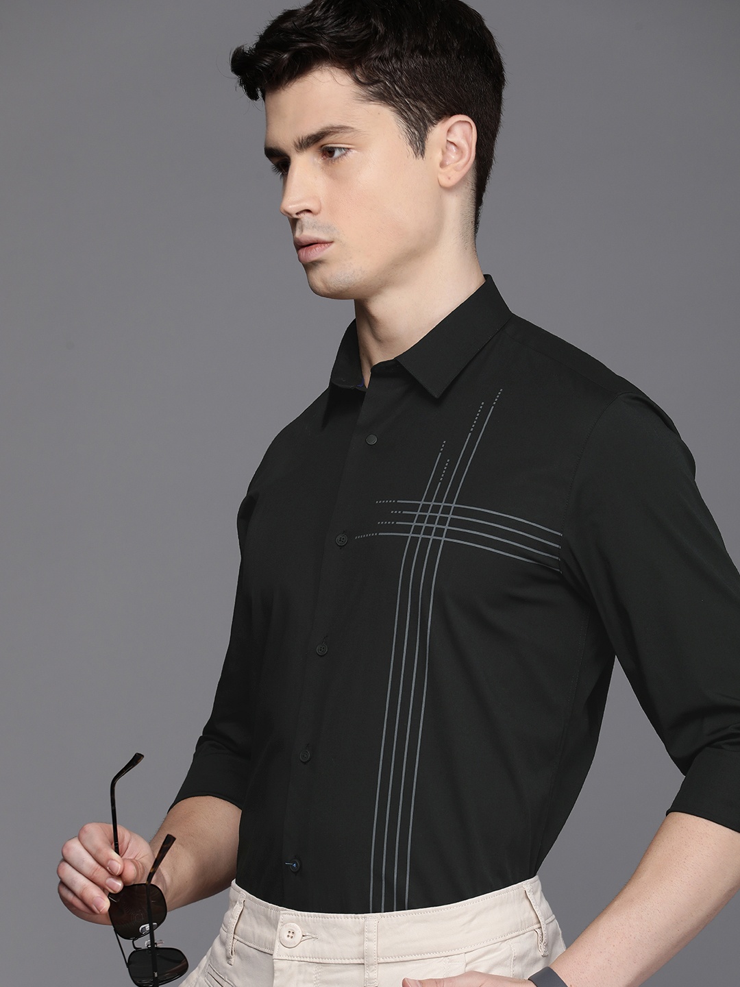 

Louis Philippe Ath.Work Slim Fit Opaque Formal Shirt, Black