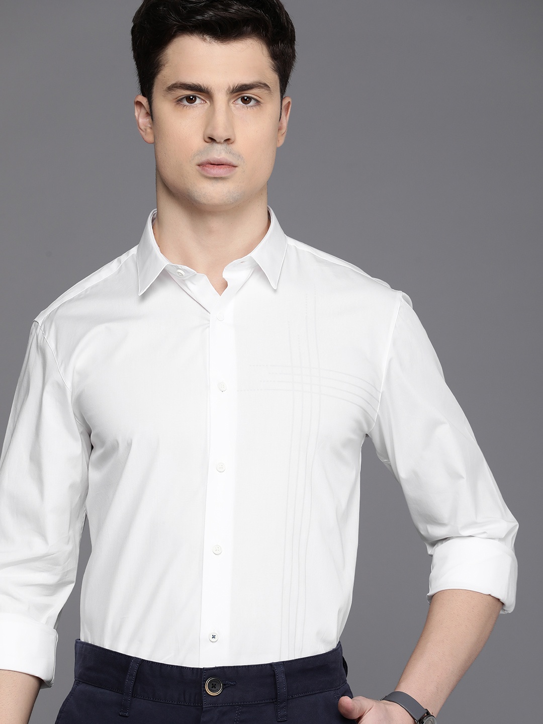 

Louis Philippe Ath.Work Slim Fit Opaque Formal Shirt, White