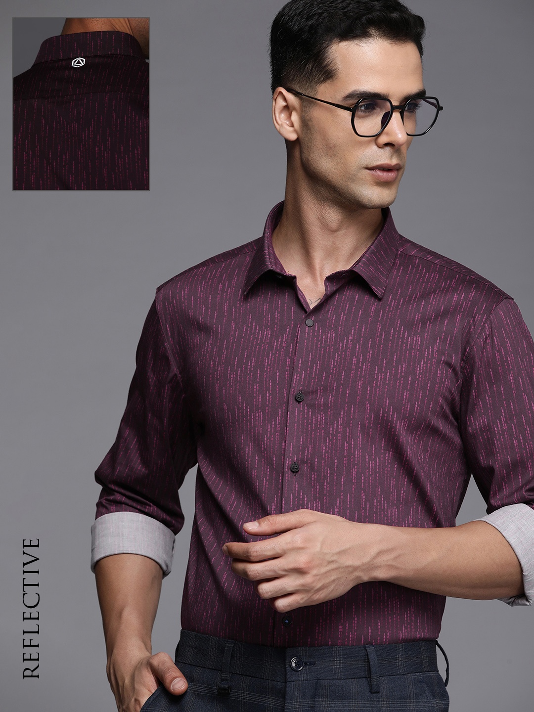 

Louis Philippe Ath Work Men Super Slim Fit Opaque Brand Logo Printed Casual Shirt, Burgundy