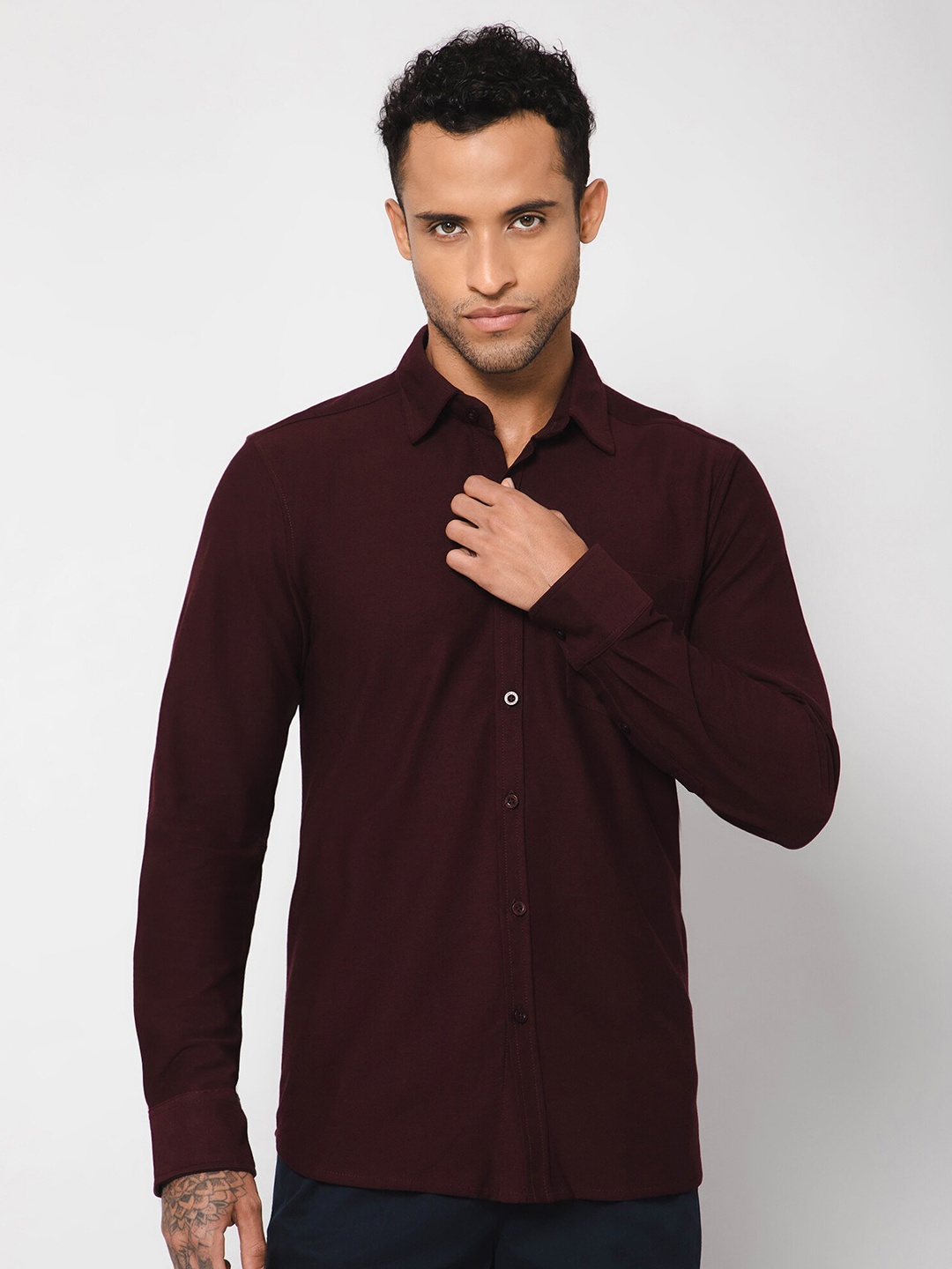 

Cantabil Spread Collar Opaque Cotton Casual Shirt, Maroon