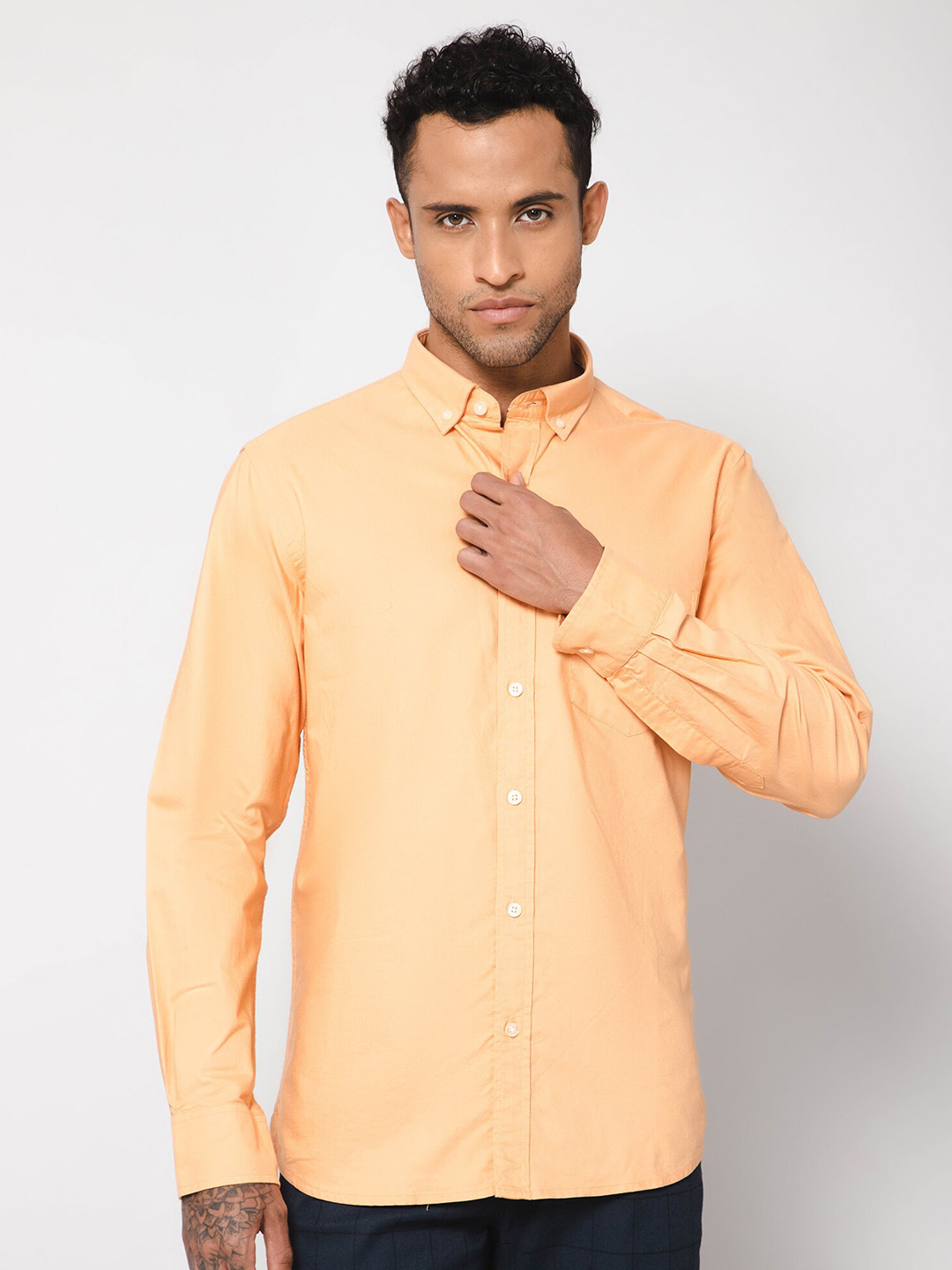 

Cantabil Button-Down Collar Cotton Casual Shirt, Orange