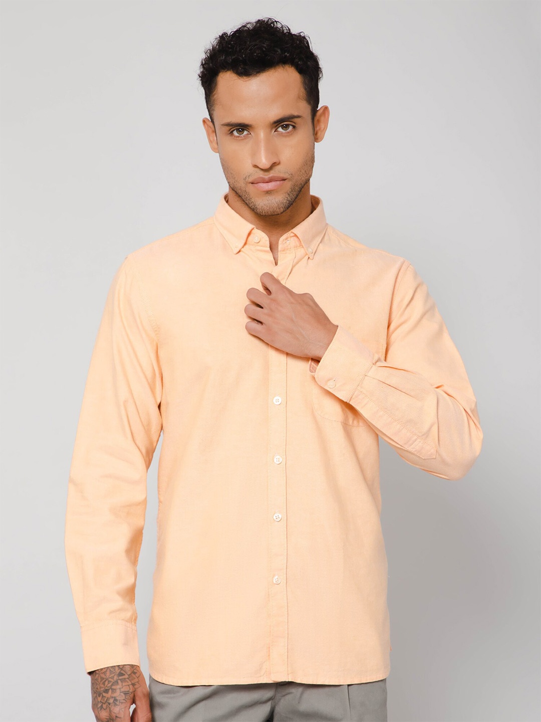 

Cantabil Button Down Collar Cotton Casual Shirt, Orange