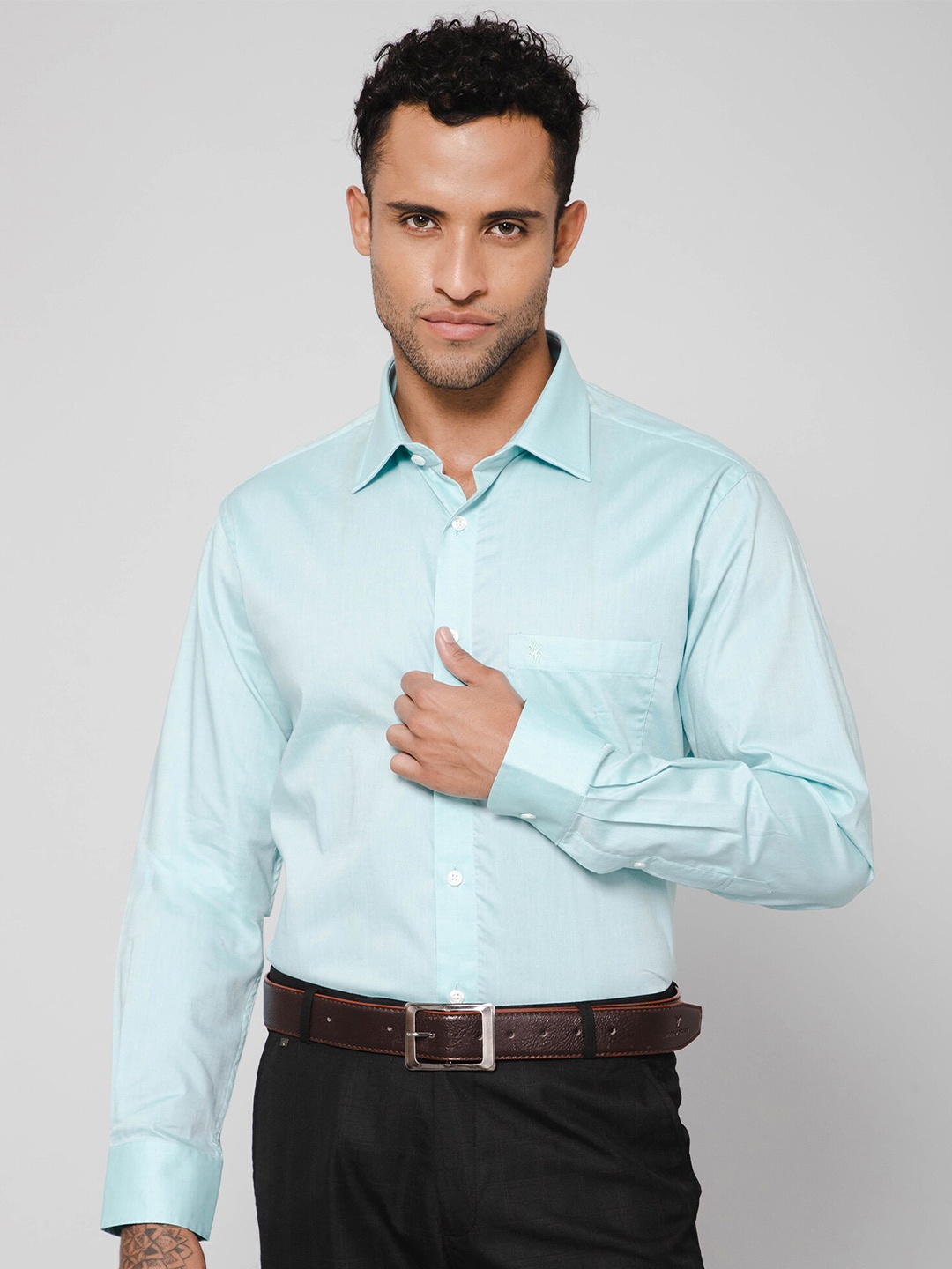 

Cantabil Opaque Cotton Formal Shirt, Turquoise blue