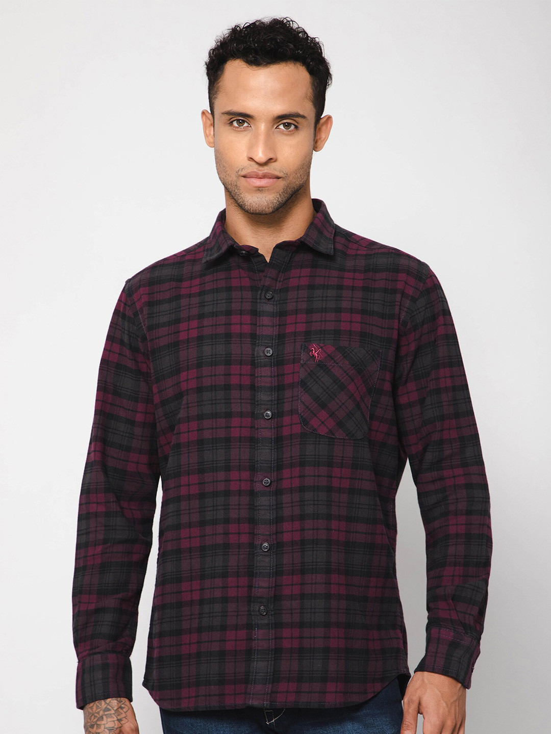 

Cantabil Men Tartan Checked Cotton Opaque Casual Shirt, Pink