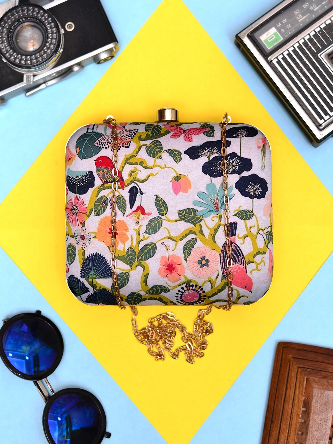 

ARTKLIM Floral Printed Box Clutch, Purple