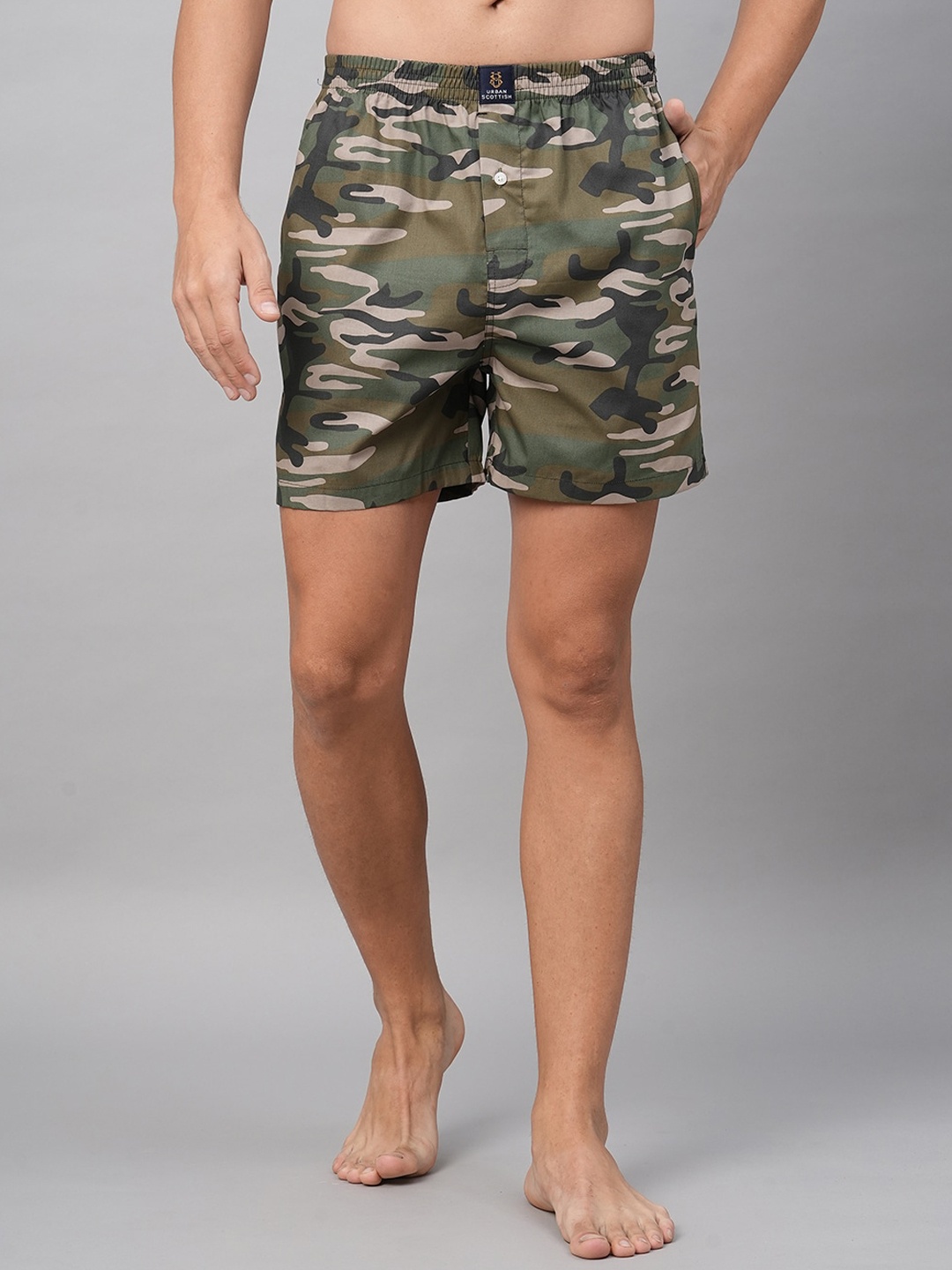 

URBAN SCOTTISH Men Printed Pure Cotton Boxer Shorts USBX014_New, Green