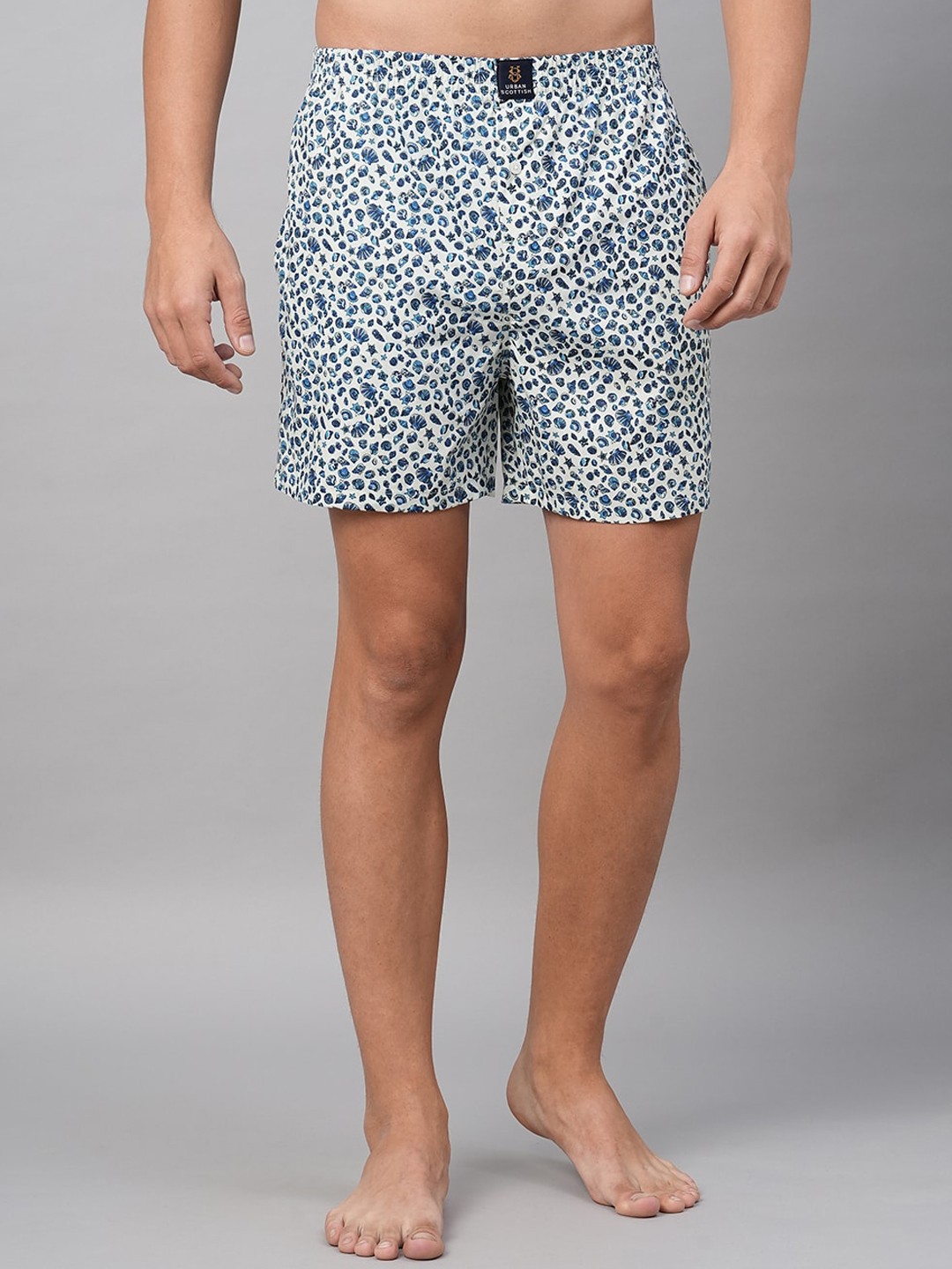 

URBAN SCOTTISH Men Printed Pure Cotton Boxer Shorts USBX021_New, Blue