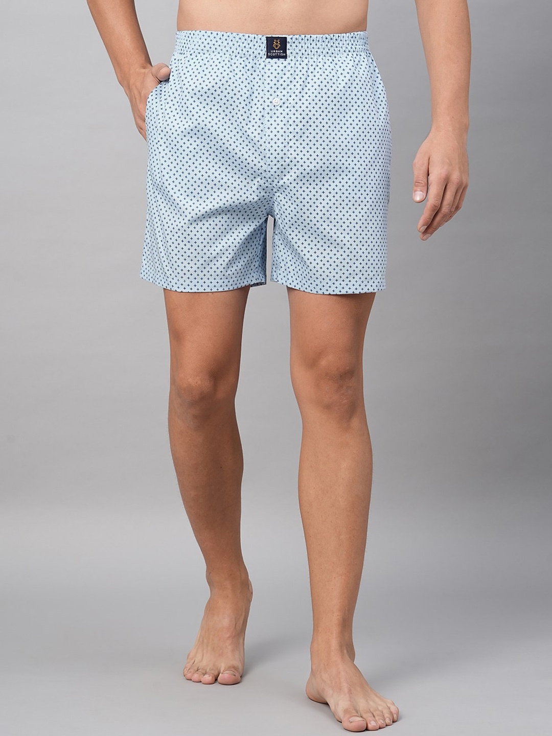 

URBAN SCOTTISH Men Printed Pure Cotton Boxer Shorts USBX009_New, Blue