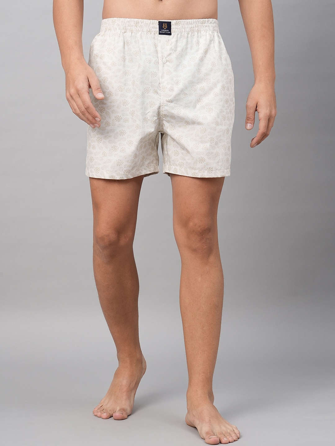 

URBAN SCOTTISH Men Printed Pure Cotton Boxer Shorts USBX010_New, Beige